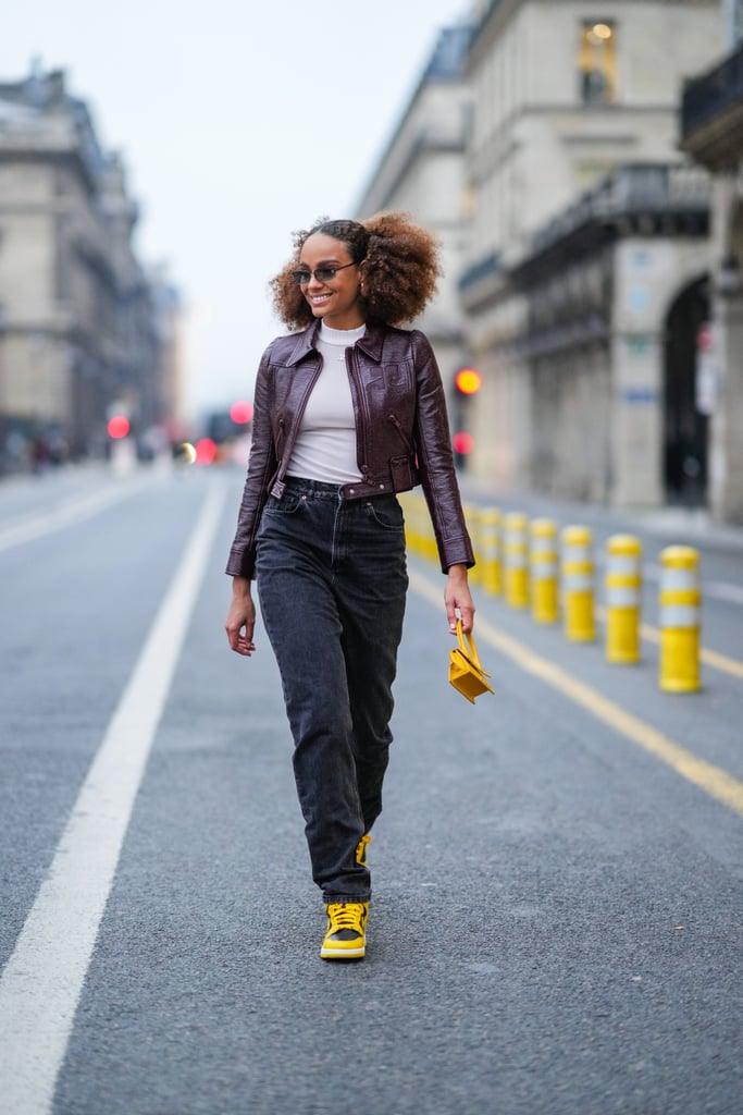 High-Waisted '90s Jeans + High-Top Sneakers