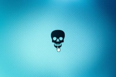 Skull icon on monitor screen