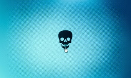 Skull icon on monitor screen