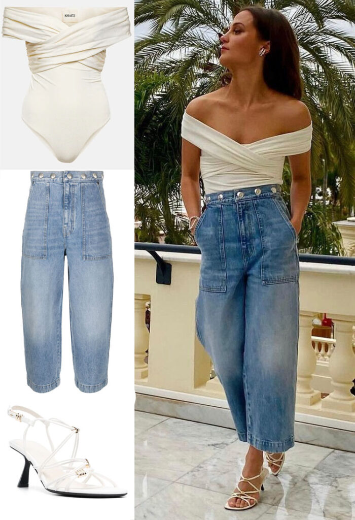 Alicia Vikander's Khaite Bodysuit, Studded Jeans & Mules
