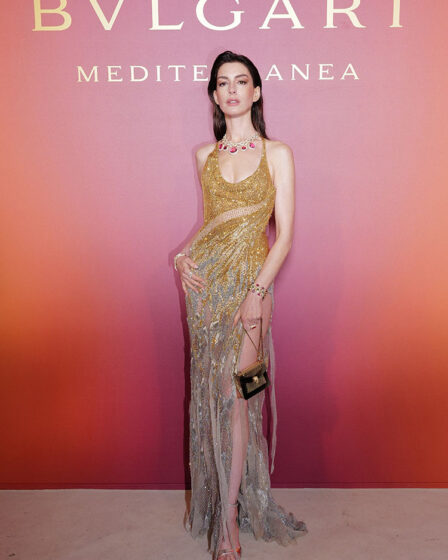 Anne Hathaway Wore Atelier Versace To The To The Bulgari Mediterranea High Jewelry Event