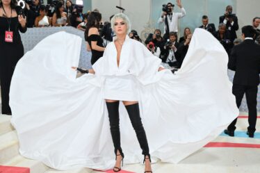 British model Cara Delevingne arrives for the 2023 Met Gala at the Metropolitan Museum of Art on May 1 2023 in New York....