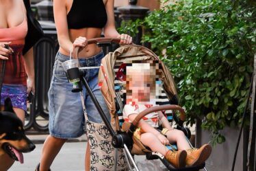 Emily Ratajkowski in New York with her son Sylvester on May 27, 2023.
