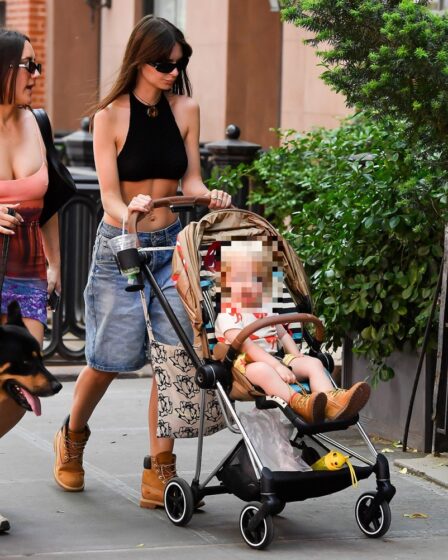 Emily Ratajkowski in New York with her son Sylvester on May 27, 2023.
