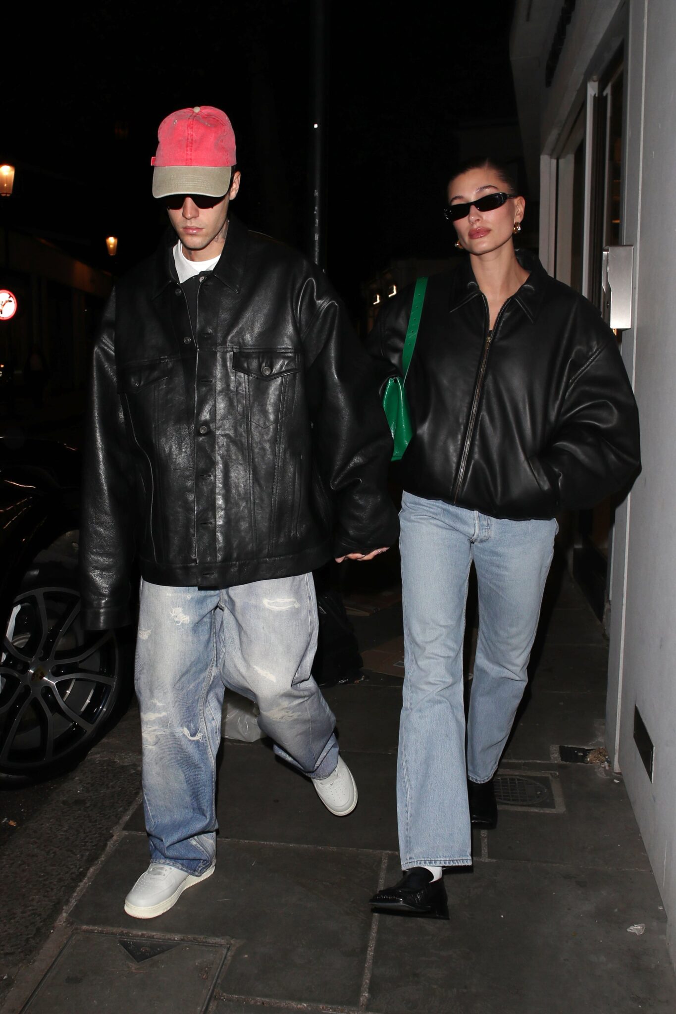 Hailey and Justin Bieber Matching Leather Jackets and Jeans - Fashnfly