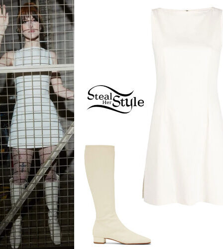 Hayley Williams: White Mini Dress and Boots
