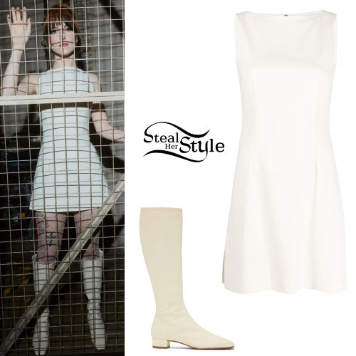 Hayley Williams: White Mini Dress and Boots