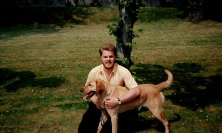 A young Lee with Toby, his first guide dog.