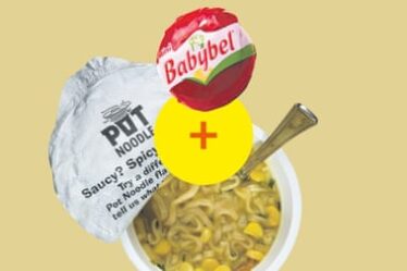 Pot Noodle and Babybel