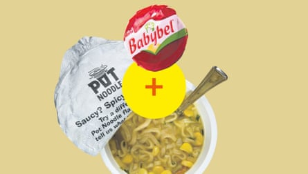 Pot Noodle and Babybel