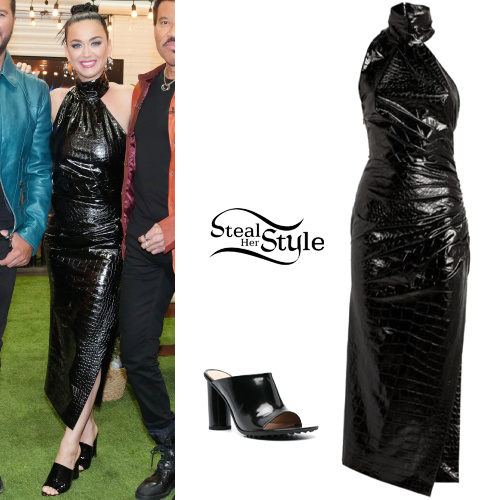 Katy Perry: Black Dress, Patent Mules