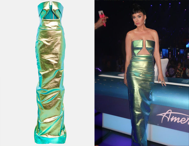 Katy Perry's Rick Owens Prong Strapless Denim Gown