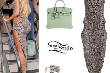 Khloé Kardashian: Croc Dress, Strappy Sandals