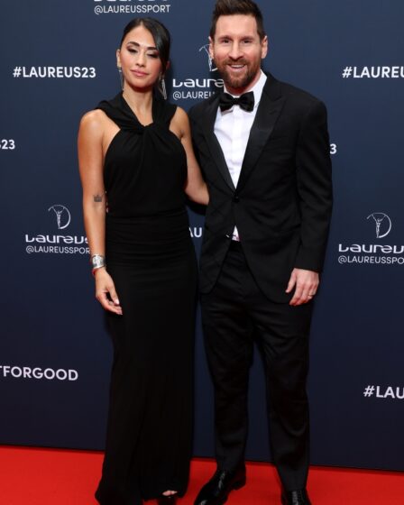 Laureus World Sportsman of the Year 2023 nominee Lionel Messi and wife Antonella Roccuzzo arrives at the 2023 Laureus World Sport Awards Paris red carpet arrivals at Cour Vendome on May 08, 2023 in Paris, France. (Photo by Pascal Le Segretain/Getty Images for Laureus)