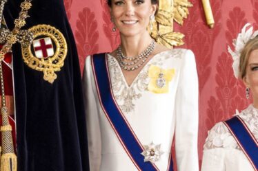 The Princess of Wales wearing the Festoon Necklace which belonged to the late Queen Elizabeth II.