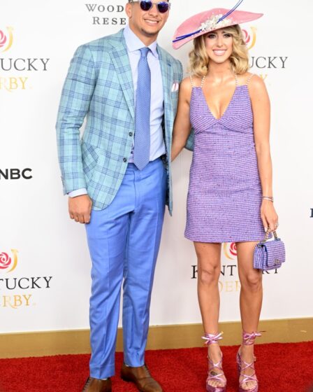Patrick Mahomes and Brittany Mahomes attends the 149th Kentucky Derby at Churchill Downs on May 06, 2023 in Louisville, Kentucky. (Photo by Stephen J. Cohen/Getty Images)