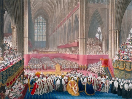 Painting of the coronation of King George IV in Westminster Abbey, London, 19th July, 1821. Artist: Frederick Christian Lewis