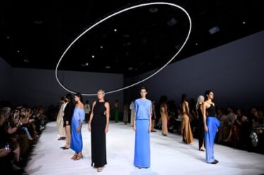 Models on the runway during the Bianca Spender presentation during Australian fashion week 2023.