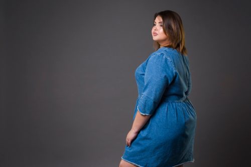 woman in denim dress