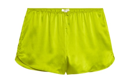 Lime silk shorts