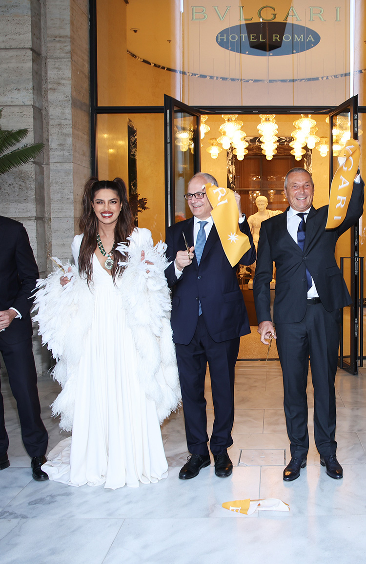 Priyanka Chopra Wore Giambattista Valli Haute Couture To The Bulgari Hotel Roma Opening Night
