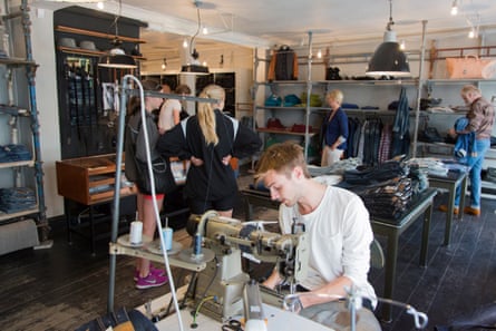 A Nudie Jeans store in Gothenburg, Germany, with an in-store repair service.