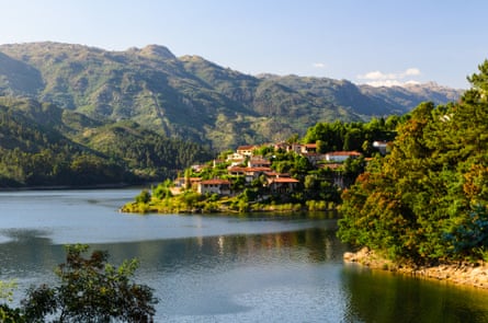 A stunning view of Cávado River and Peneda-Gerês national park in northern Portugal