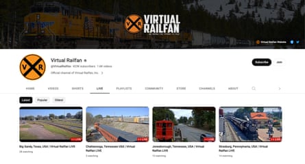 screenshot of virtual railfan’s youtube page