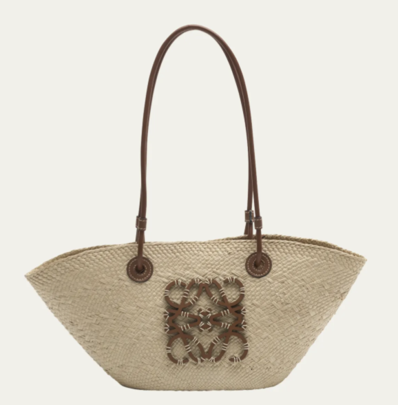 LOEWE x Paula's Ibiza Anagram Small Straw Basket Tote Bag