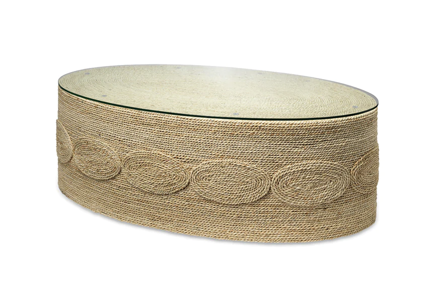 Jamie Young Barbados Oval Coffee Table straw home decor