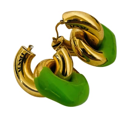 Green and gold earrings, £54 by Sunnei from vestiarecollective.com THRIFT
