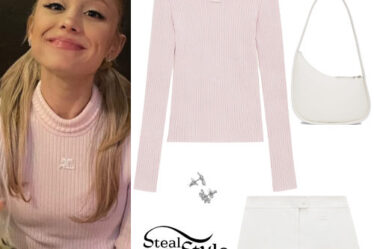 Ariana Grande: Pink Top, White Skirt