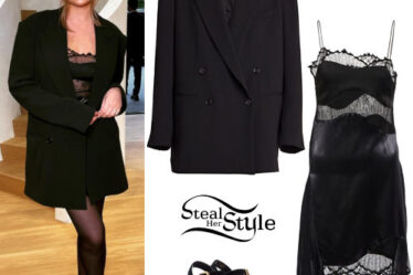 Chrissy Teigen: Black Lace Dress and Blazer