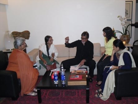 Kashmira, Madhumita and Mira (plus their friend Lily, in yellow) meeting actor Amitabh Bachchan in 2009.