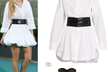 Jennifer Lawrence: White Shirt Dress, Black Shoes