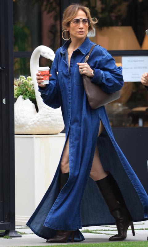 Jennifer Lopez shows off her street style in daring denim dress with ...