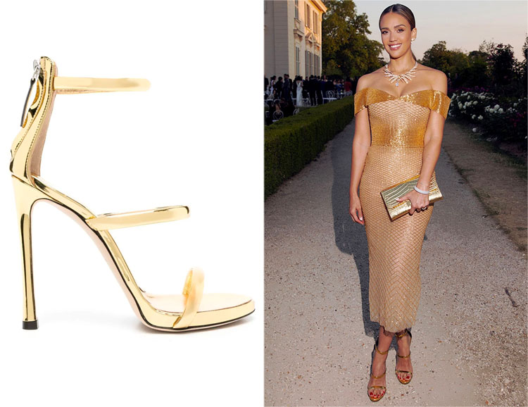 Jessica Alba's Giuseppe Zanotti Harmony Metallic-Leather Sandals