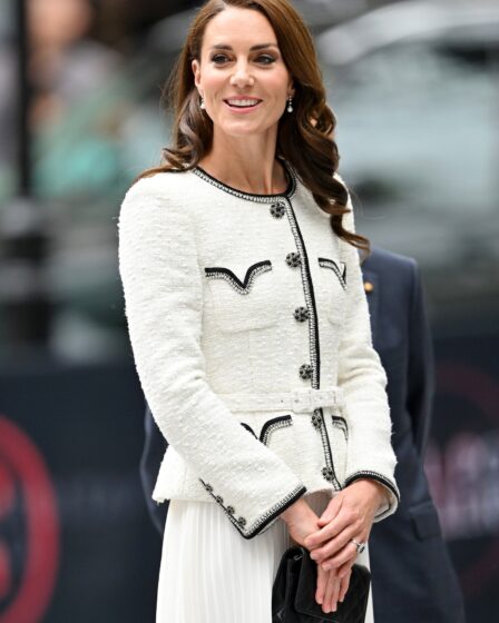 The Princess of Wales wearing SelfPortrait to the opening of the National Portrait gallery.