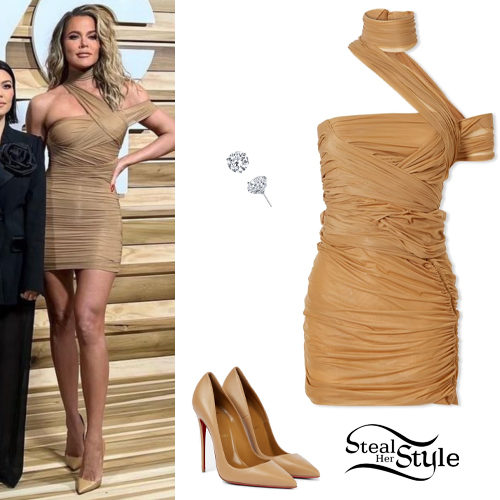 Khloé Kardashian: Ruched Mini Dress and Pumps