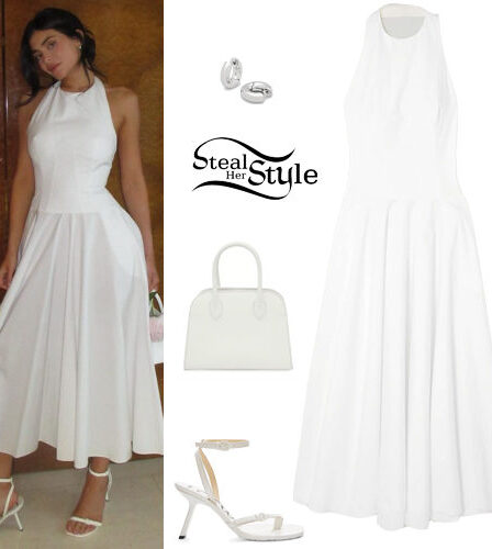 Kylie Jenner: White Halter Dress and Sandals