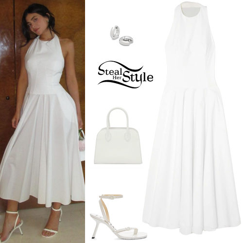 Kylie Jenner: White Halter Dress and Sandals