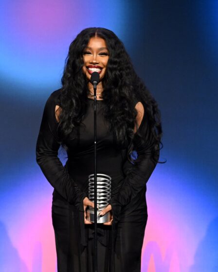 NEW YORK, NEW YORK - MAY 15: Sza speaks onstage during the 27th Annual Webby Awards on May 15, 2023 in New York City. (Photo by Dave Kotinsky/Getty Images for The Webby Awards)