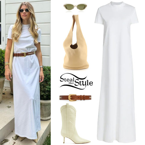 Sofia Richie: White Maxi Dress and Boots
