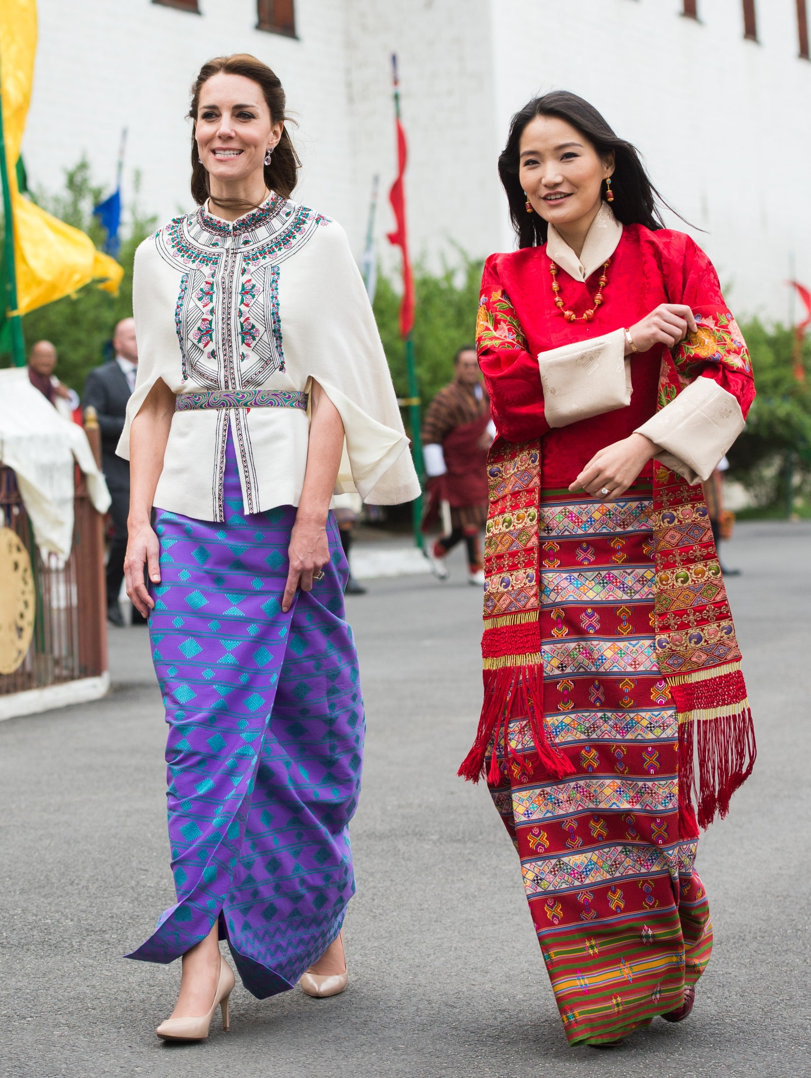 The then Duchess of Cambridge and Queen Jetsun during the British royals' visit to Bhutan 2016.