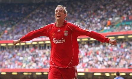 Crouch celebrates scoring the winning goal for Liverpool in the 2006 Community Shield.