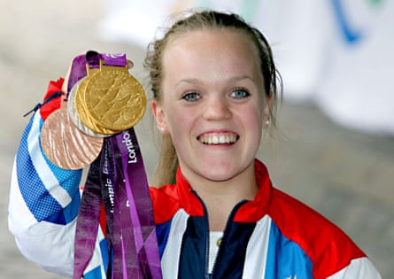 Simmonds displaying the medals she won during the 2012 London Paralympic Games.