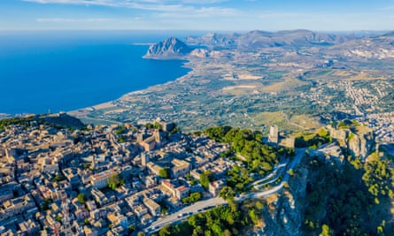 Erice is on a mountain in north-west Sicily, near Trapani.