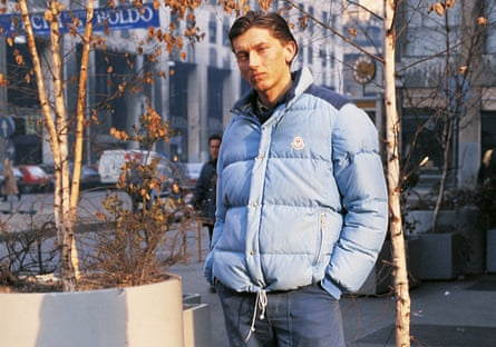 A ‘paninaro’ wearing a Moncler puffer jacket in Milan, Italy, in 1987