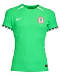 Lime green Nigeria home shirt with white and black edging on the sleeves