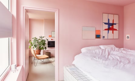 Drifting away: more pink in the bedroom.